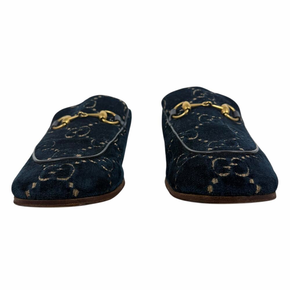 Gucci Velvet GG Monogram Horsebit Mule Loafer Quentin Blue Size 9.5 - Picture 6 of 13